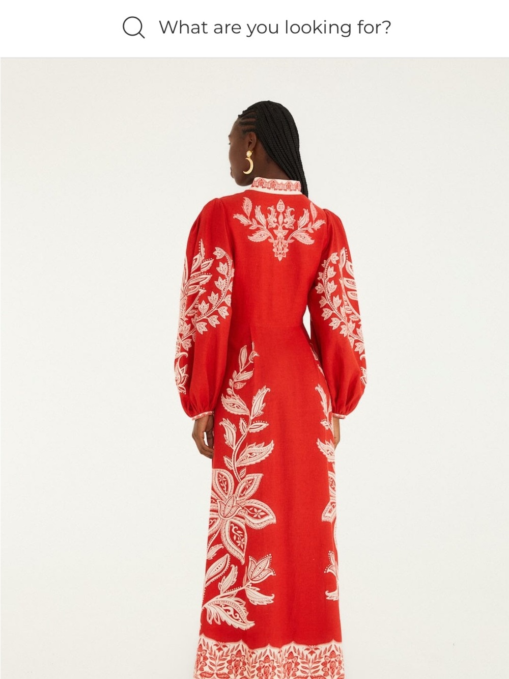 FARM RIO Miranda Red Embroidered Maxi Dress with Statement Sleeves - Picture 3 of 6